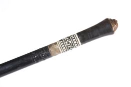 A BRASS AND BONE MOUNTED EBONISED SWORD STICK