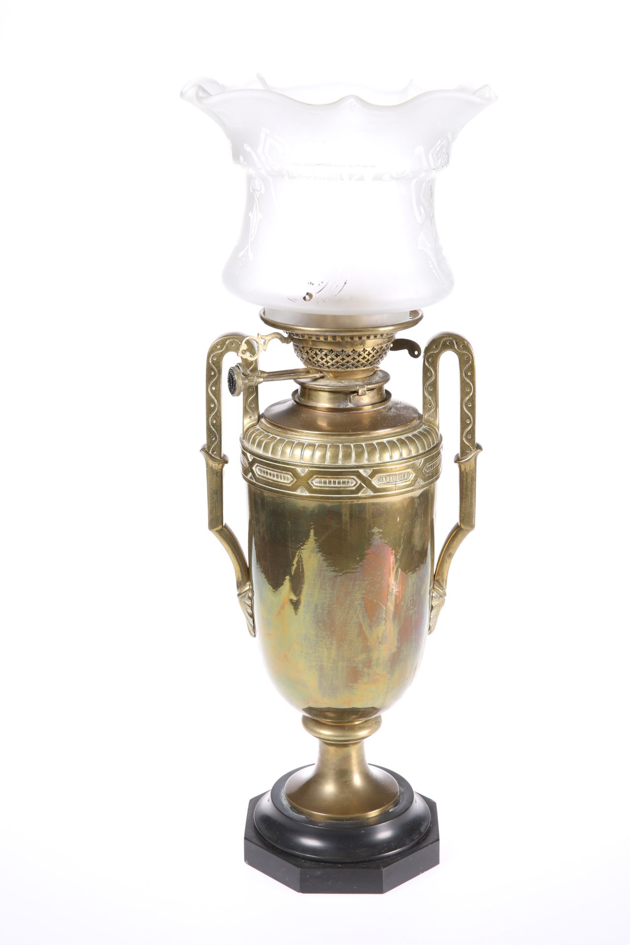 A BRASS LAMP, CIRCA 1900