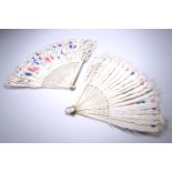 TWO 19th CENTURY CHINESE BONE AND FEATHER FANS