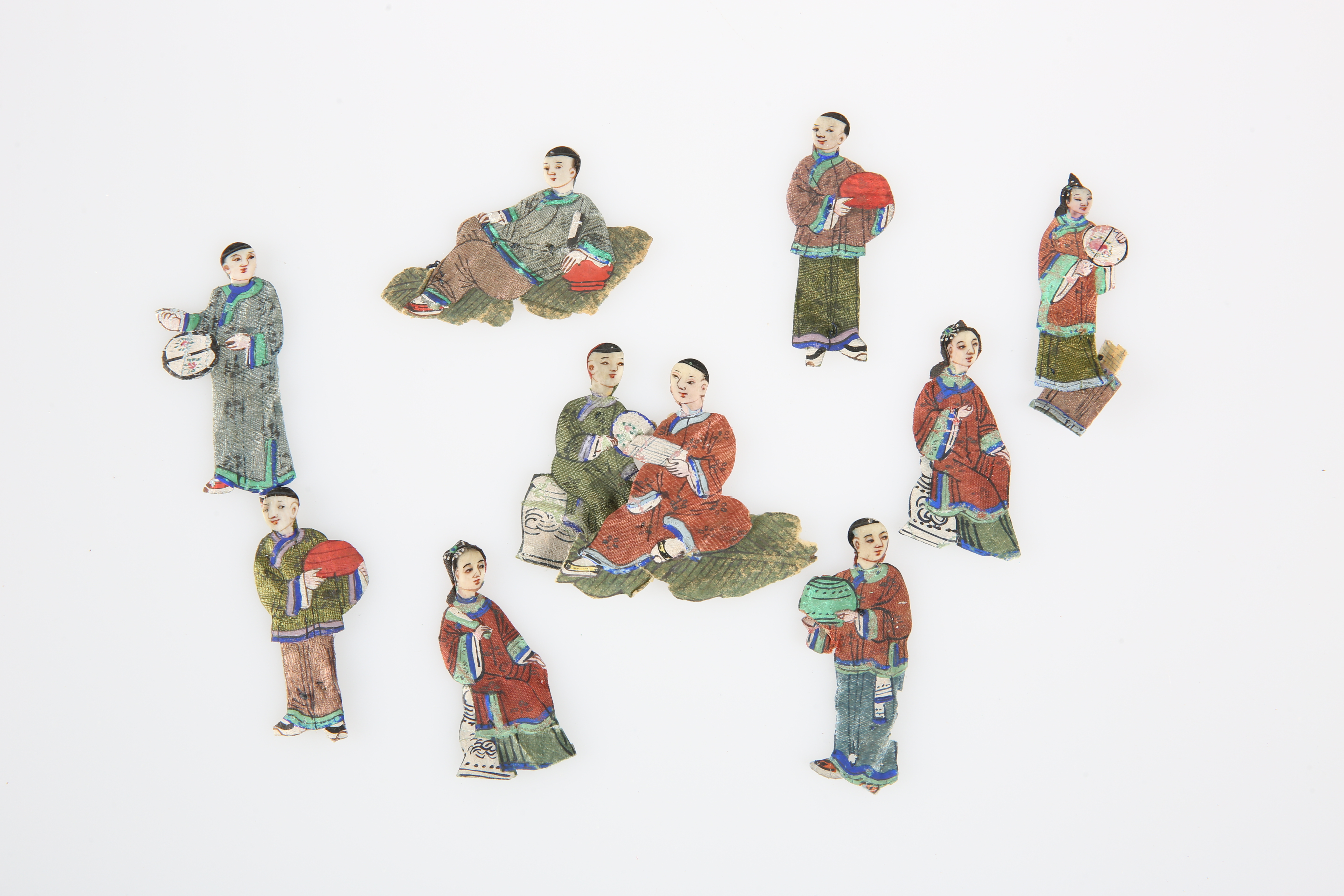 A COLLECTION OF CHINESE PAINTED SILK PAPER FIGURES, LATE 19TH/EARLY 20TH CENTURY - Image 2 of 2