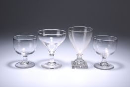 FOUR 19TH CENTURY GLASS RUMMERS