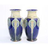 A PAIR OF LARGE ROYAL DOULTON STONEWARE VASES IN THE SECESSIONIST STYLE, c. 1914