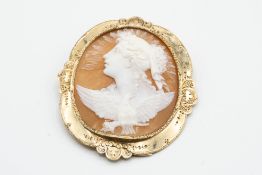 A VICTORIAN SHELL CAMEO BROOCH