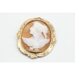 A VICTORIAN SHELL CAMEO BROOCH