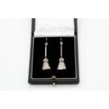 A PAIR OF ART DECO STYLE DIAMOND EARRINGS