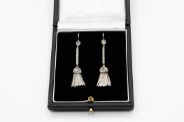 A PAIR OF ART DECO STYLE DIAMOND EARRINGS