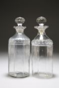 A PAIR OF CUT-GLASS DECANTERS, c. 1800