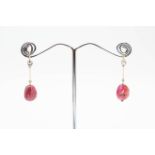 A PAIR OF BURMESE RUBY EARRINGS