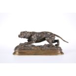 FRENCH SCHOOL, LATE 19th CENTURY, AN ANIMALIER BRONZE OF A HOUND
