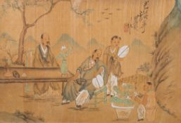 TWO CHINESE WATERCOLOURS ON SILK