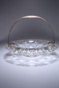 A MID-19th CENTURY WHITE METAL MOUNTED CUT-GLASS BASKET