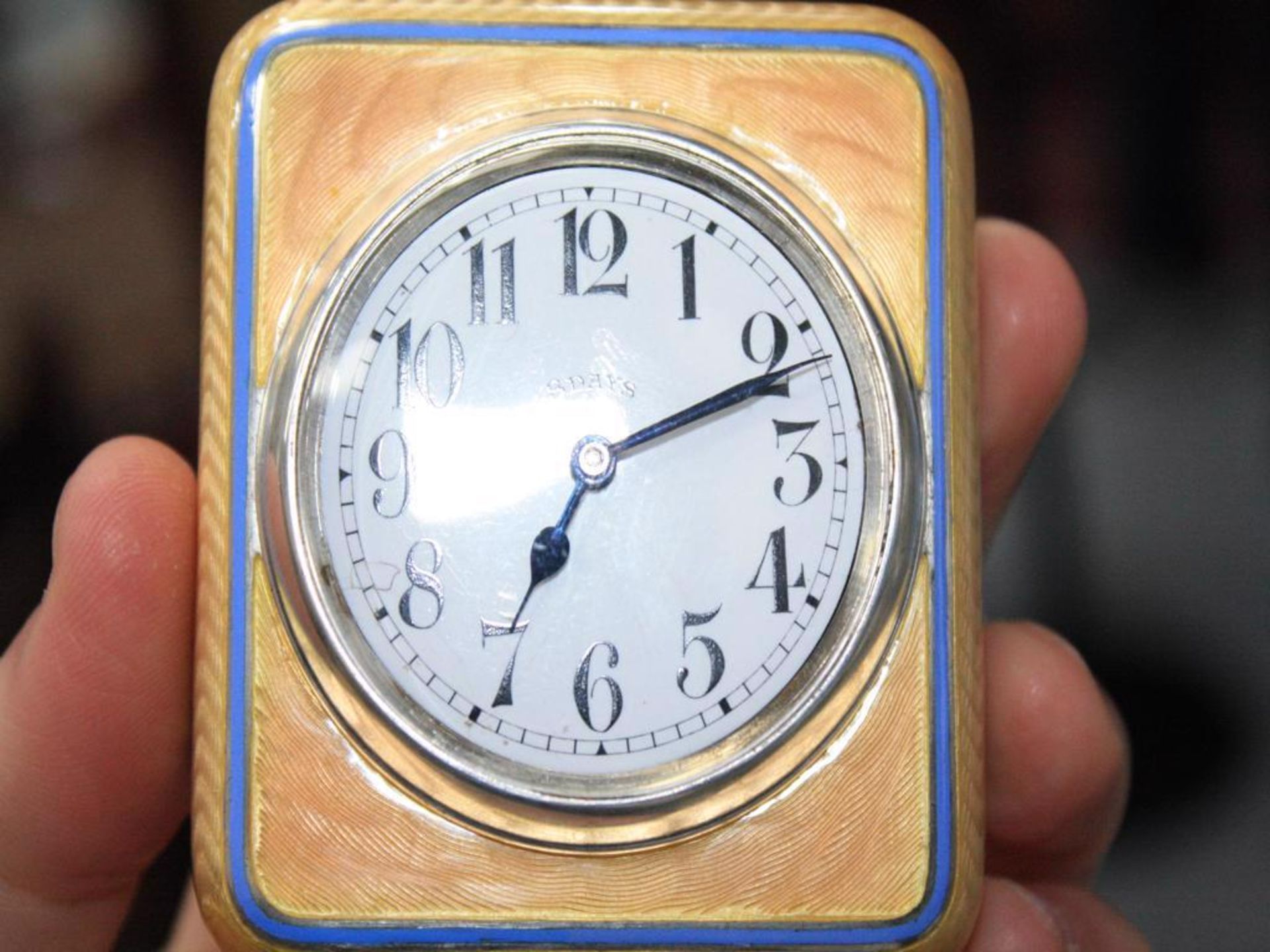 A FRENCH ENAMEL AND SILVER CLOCK, IMPORT MARKS FOR LONDON 1913 - Bild 6 aus 9