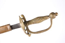 A COURT SWORD, with brass hilt and 75.5cm blade