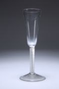 A TALL ALE GLASS, MID-18TH CENTURY, with drawn trumpet bowl