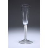 A TALL ALE GLASS, MID-18TH CENTURY, with drawn trumpet bowl