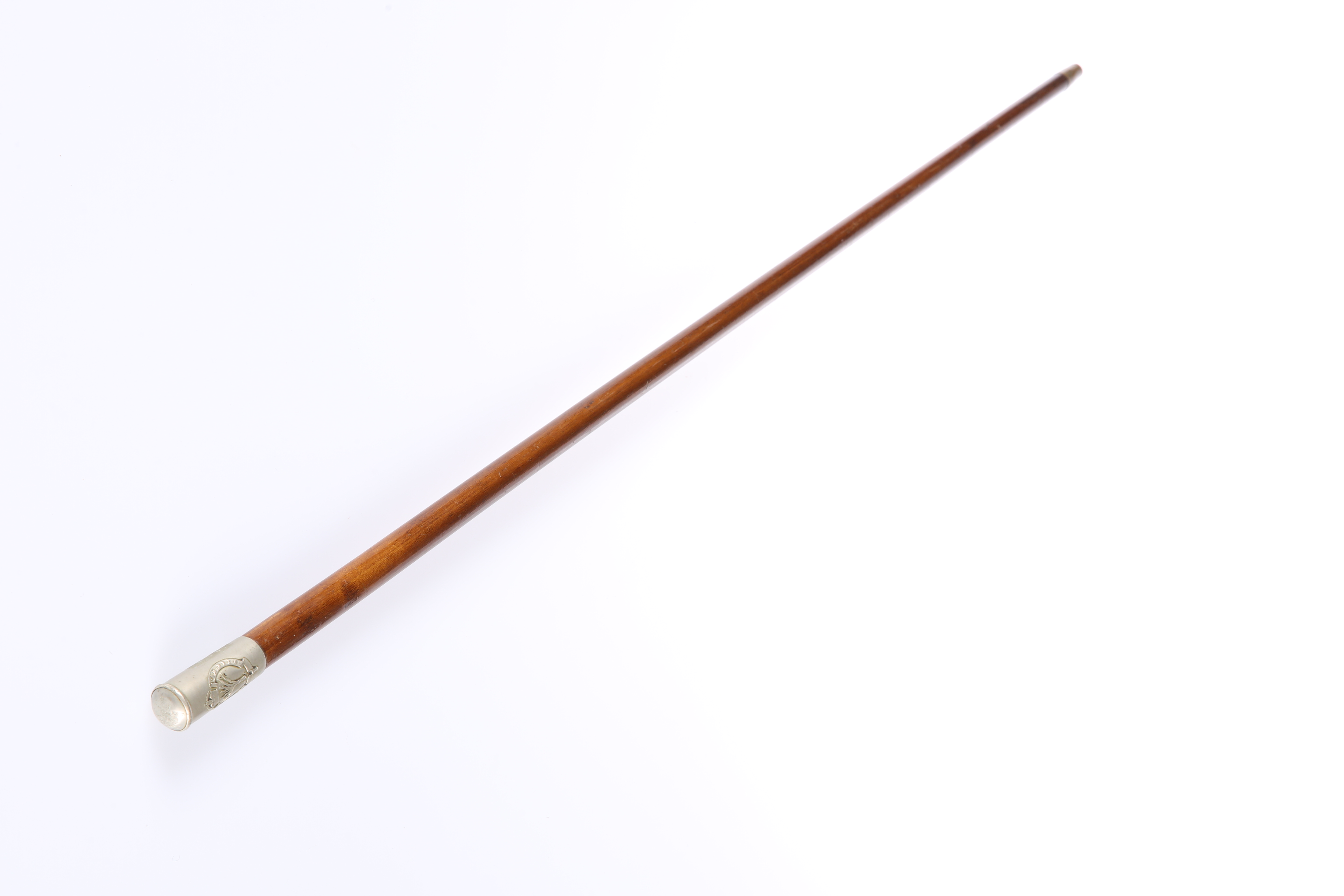 AN EDWARDIAN WELSH REGIMENT SWAGGER STICK, with white-metal top. 76.5cm - Image 2 of 2