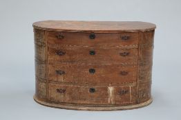 A GEORGE III HARDWOOD CHEST OF DRAWERS, POSSIBLY A SHIP'S CABINET