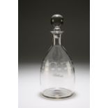 AN EARLY 19th CENTURY ETCHED GLASS DECANTER