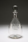 AN EARLY 19th CENTURY ETCHED GLASS DECANTER