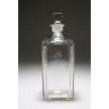 A SQUARE CUT-GLASS DECANTER, LATE 18th CENTURY