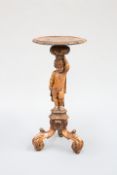 AN ITALIAN CARVED PINE FIGURAL TABLE,