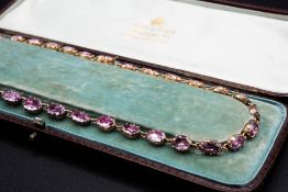 A 19TH CENTURY PINK TOPAZ NECKLACE