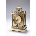 A FRENCH GILT BRASS AND CHAMPLEVE ENAMEL TABLE CLOCK