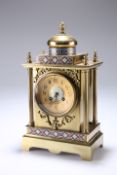 A FRENCH GILT BRASS AND CHAMPLEVE ENAMEL TABLE CLOCK