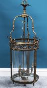 A GOOD VICTORIAN BRASS HALL LANTERN