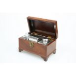 A GEORGE III MAHOGANY TEA CADDY