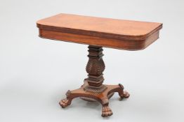 A REGENCY MAHOGANY FOLDOVER TEA TABLE