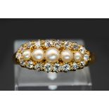 A LATE VICTORIAN SEED PEARL AND DIAMOND RING