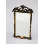 A 1920'S CHINOISERIE LACQUER FRETWORK MIRROR