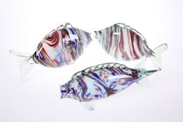 THREE MURANO GLASS MODELS OF FISH