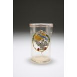 A SAXON ENAMEL PAINTED GLASS BEAKER, LATE 18th/EARLY 19th CENTURY