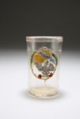 A SAXON ENAMEL PAINTED GLASS BEAKER, LATE 18th/EARLY 19th CENTURY