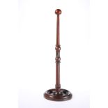A GEORGIAN MAHOGANY WIG STAND, of typical form with dished circular base