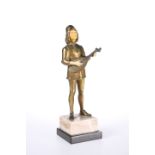 A GILT-BRONZE AND IVORY FIGURE OF A RENAISSANCE TROUBADOR, EARLY 20th CENTURY