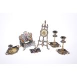 A CONTINENTAL CLOISONNE ENAMEL DESK SET c. 1900