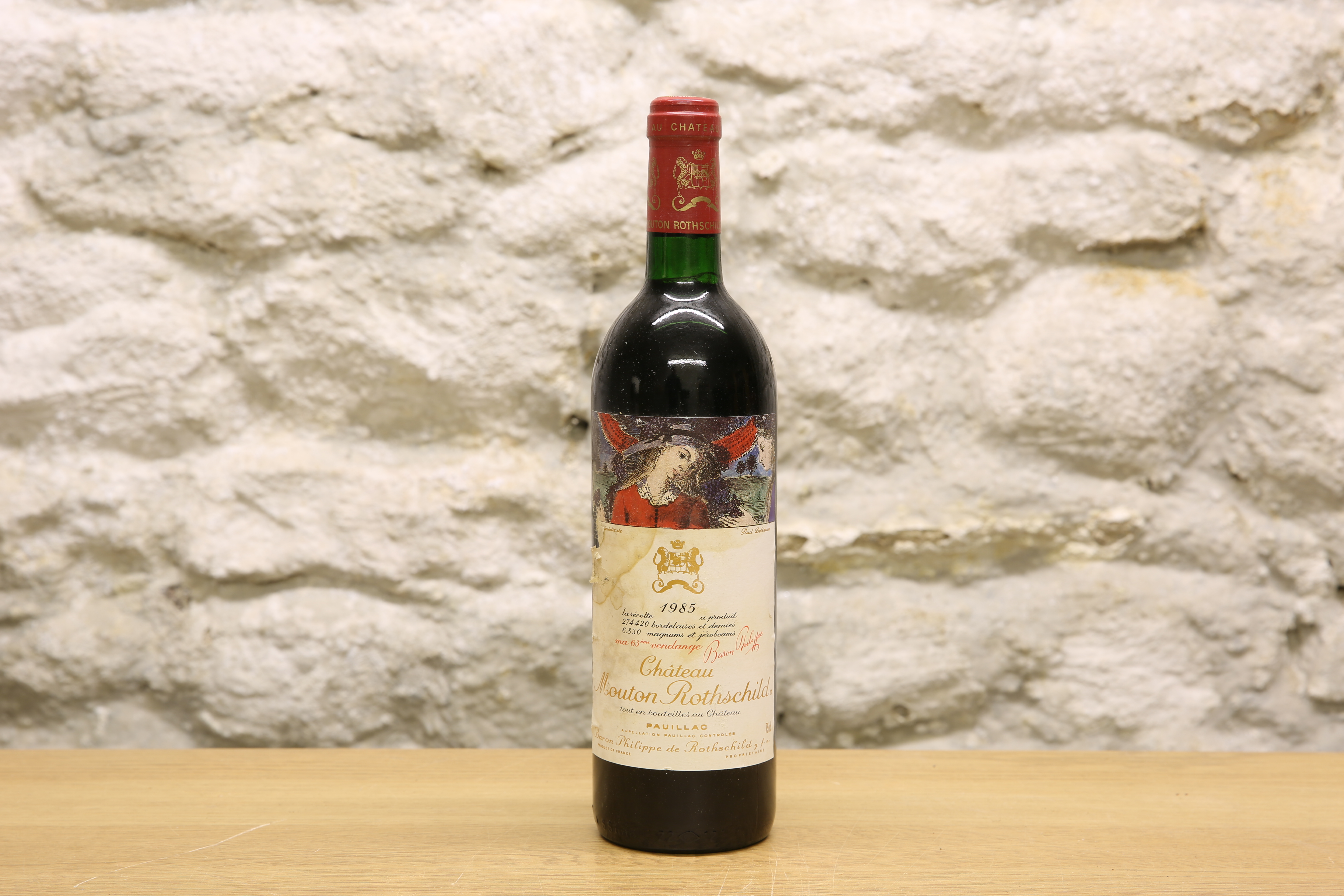 1 BOTTLE CHATEAU MOUTON ROTHSCHILD PREMIER GRAND CRU CLASSE PAUILLAC 1985 (b/n)