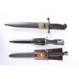 THREE BAYONETS, including German WWII dress bayonet and a Swiss 1943 bayonet