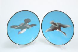 A PAIR OF JAPANESE CLOISONNE ENAMEL DISHES, MEIJI PERIOD