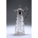 A VICTORIAN SILVER-PLATE MOUNTED CUT-GLASS CLARET JUG