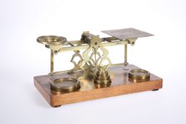 A SET OF LATE VICTORIAN BRASS POSTAL SCALES, SAMUEL MORDAN & CO.