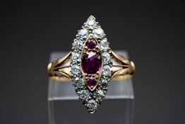 A 19TH CENTURY RUBY AND DIAMOND RING