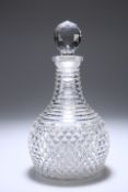 AN EARLY 19TH CENTURY CUT-GLASS DECANTER, PROBABLY IRISH