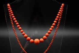 A CORAL BEAD NECKLACE