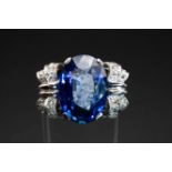 A CEYLON SAPPHIRE AND DIAMOND RING