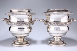 A PAIR OF GEORGE IV OLD SHEFFIELD PLATE WINE COOLERS, c. 1820