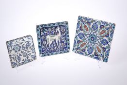 THREE IZNIK POLYCHROME POTTERY TILES